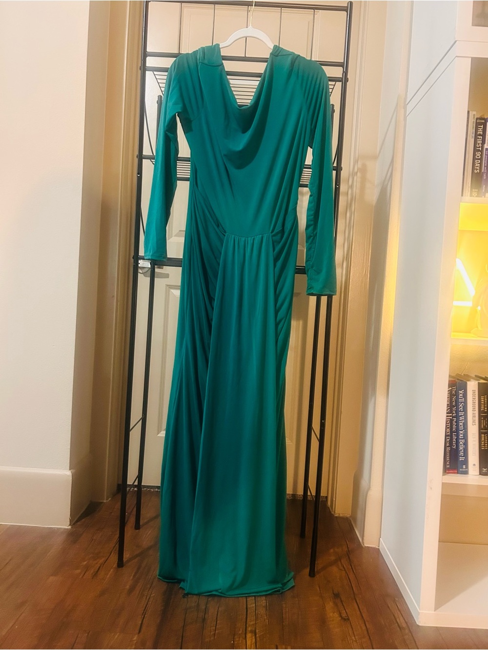 Fashion Nova Teal Long-Sleeve Maxi Dress